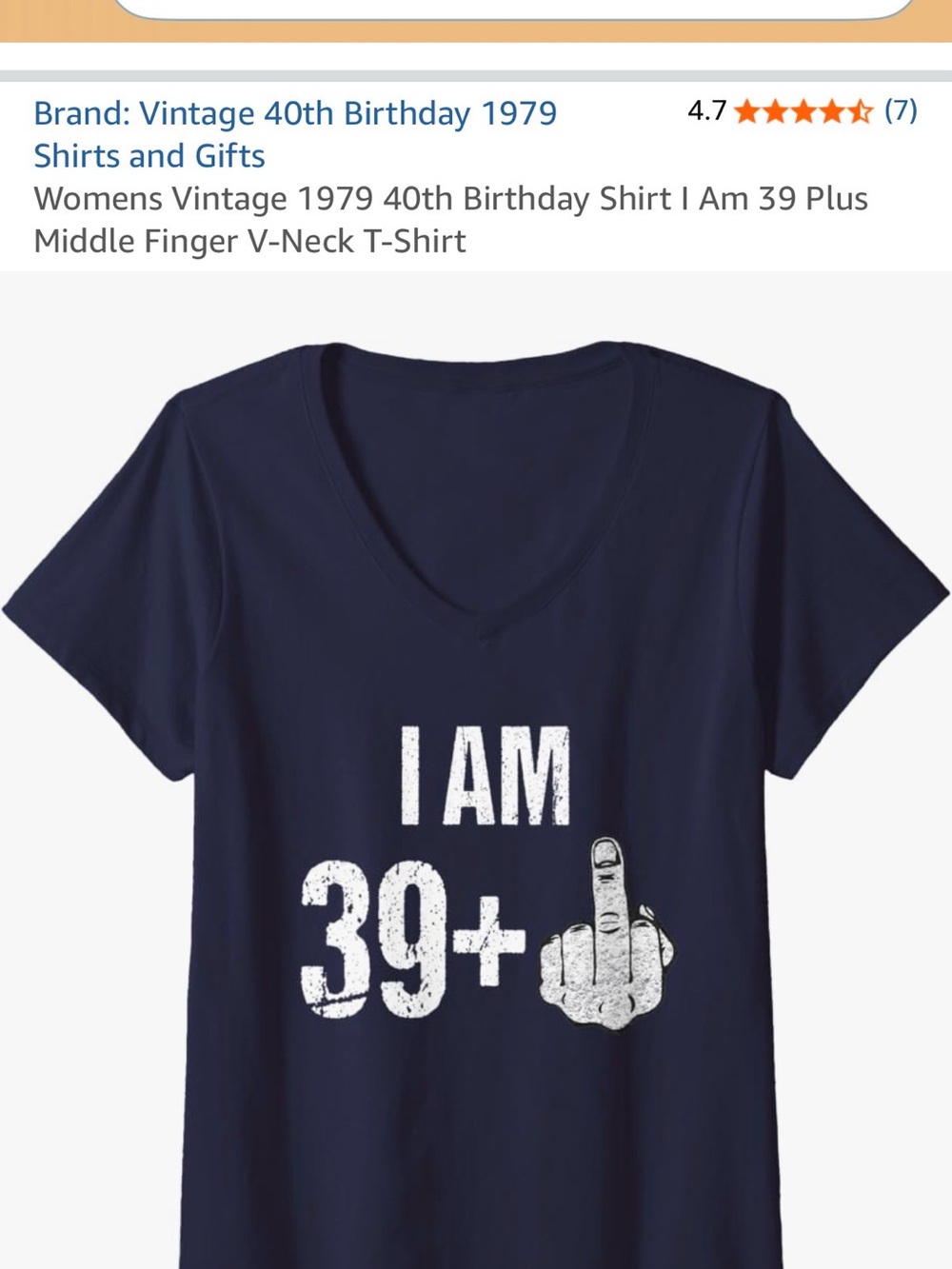 40th birthday shirt I AM 39+ Navy V-Neck Graphic Tee